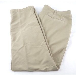 Under Armour Match Play Golf Pants 42 / 31 Beige Flat Front Tapered Leg Stretch